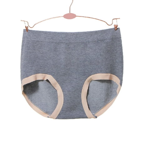 

Ladies Underwear Mid Waist Cotton Panty Full Brief Seamless Breathable Briefs Plus Size Gray Fattening: 65-150kg