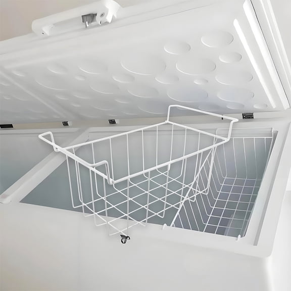 CTIRCHIU White Metal Chest Freezer Organizer Basket with Handle for Home Storage