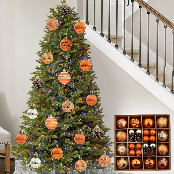 42PCS Christmas Tree Ornaments Shatterproof Hanging Balls Set, Glittering & Colorful Xmas Tree Decorations for Holiday Home Party Festival Decor