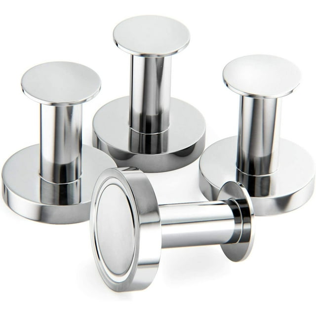 Perchero magnético para colgar abrigos y bolsos, 4 ganchos de pared cromados extremadamente fuertes, perchero para puerta con un raro imán de metal de neodimio, ganchos para puerta de frigorífico