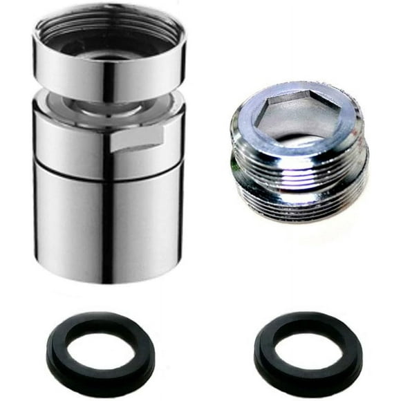 Solid Brass Swivel Faucet Aerator, Water Saving 360-Degree Rotate Dual-Function Chrome Plated Kitchen Tap Aerating Attachment
