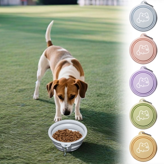 FEOLGEHLY Collapsible Dog Bowls for Travel, Dog Portable Water Bowl for Dogs Cats Pet, Foldable Feeding Watering Dish with Carabiners for Traveling Camping Walking, BPA Free, Green