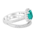 thumbnail image 3 of Cushion Cut Band Round Ring Paraiba Tourmaline CZ 925 Sterling Silver Size 8, 3 of 7