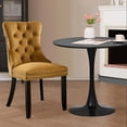 thumbnail image 2 of Kitchen Table and Chairs for 2, 31.5" Dining Table Set for 2 with Velvet Upholstered Chairs, 3 Piece Round Kitchen Table Set, Dining Room Table Set for Small Space, Apartment, Gold/Black, 2 of 8