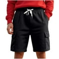 thumbnail image 2 of Dolkfu Summer Shorts for Men Cargo Drawstring Athletic Shorts Fleece Lined Elastic Waist 7 Inch Inseam Shorts Men L, 2 of 9
