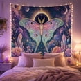 thumbnail image 2 of Floral Garden Luna with Moth Translucent Wings Shades, Mystical Fantasy for Space Lovers, Galaxy Room Decor, Mother'S Day Gift, Tapestry Wall Hanging for Bedroom and Dorm, 2 of 7