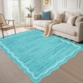 thumbnail image 2 of 10x13 Large Area Rugs for Living Room Scalloped Washable Rug Soft Non Slip Floor Carpet Modern Abstract Irregular Rug Low-Pile Foldable Thin Rugs for Dining Room Office Nursery Dorm Teal, 2 of 7