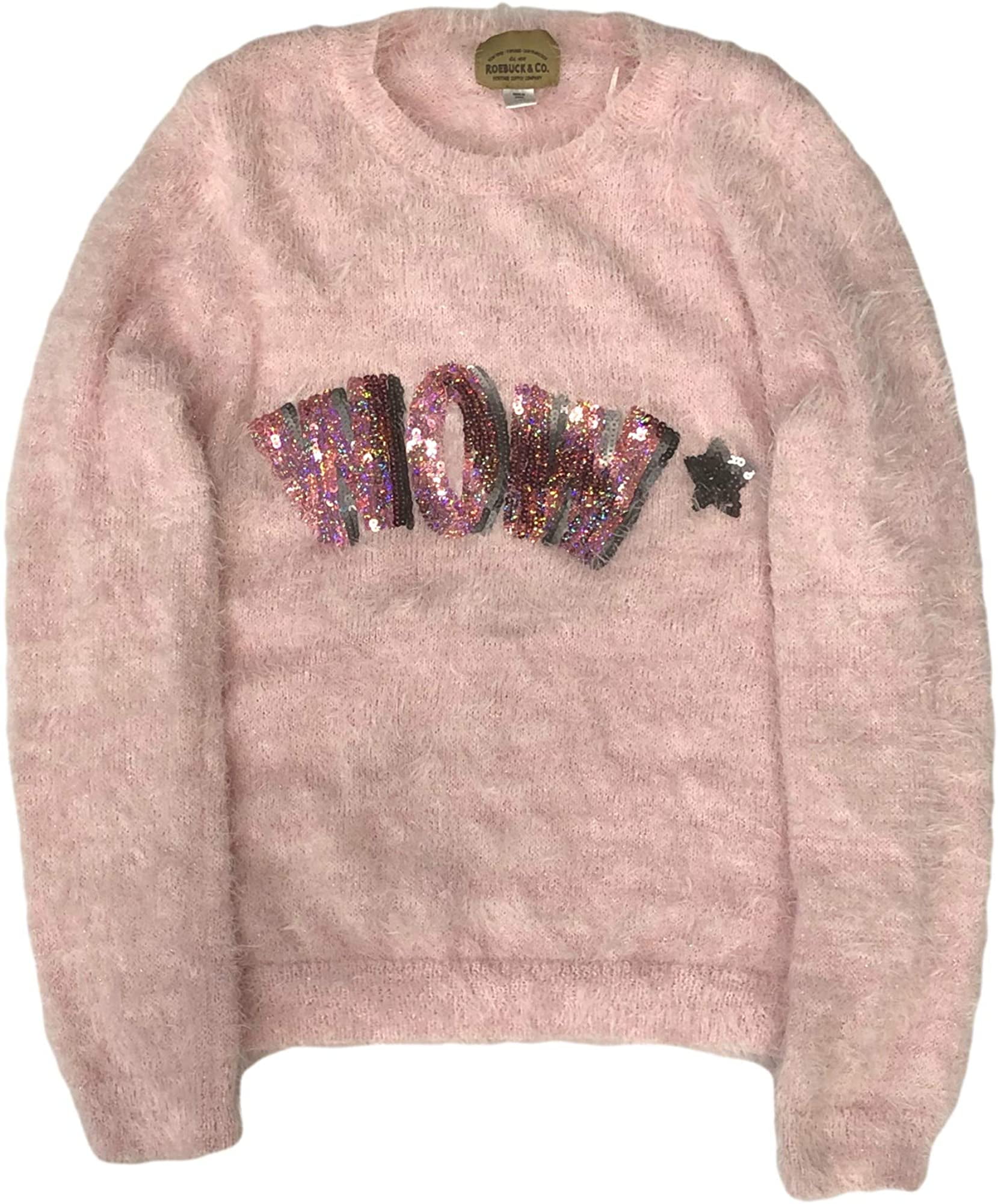 Girls Pink Fuzzy Sequin Wow Long Sleeve 