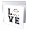 3dRose Print of Love Baseball, Greeting Cards, 6 x 6 inches, set of 6