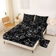 thumbnail image 2 of Manfei Spooky Star Cat Queen Sheets, Dotted Galaxy Queen Sheet Sets, Black White, 4pcs, 1 Flat Sheet, 1 Fitted Sheet and 2 Pillowcases, 2 of 6