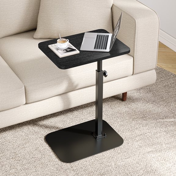 ELYKEN C Shaped TV Tray Table 1 Pack Adjustable 33in, Black