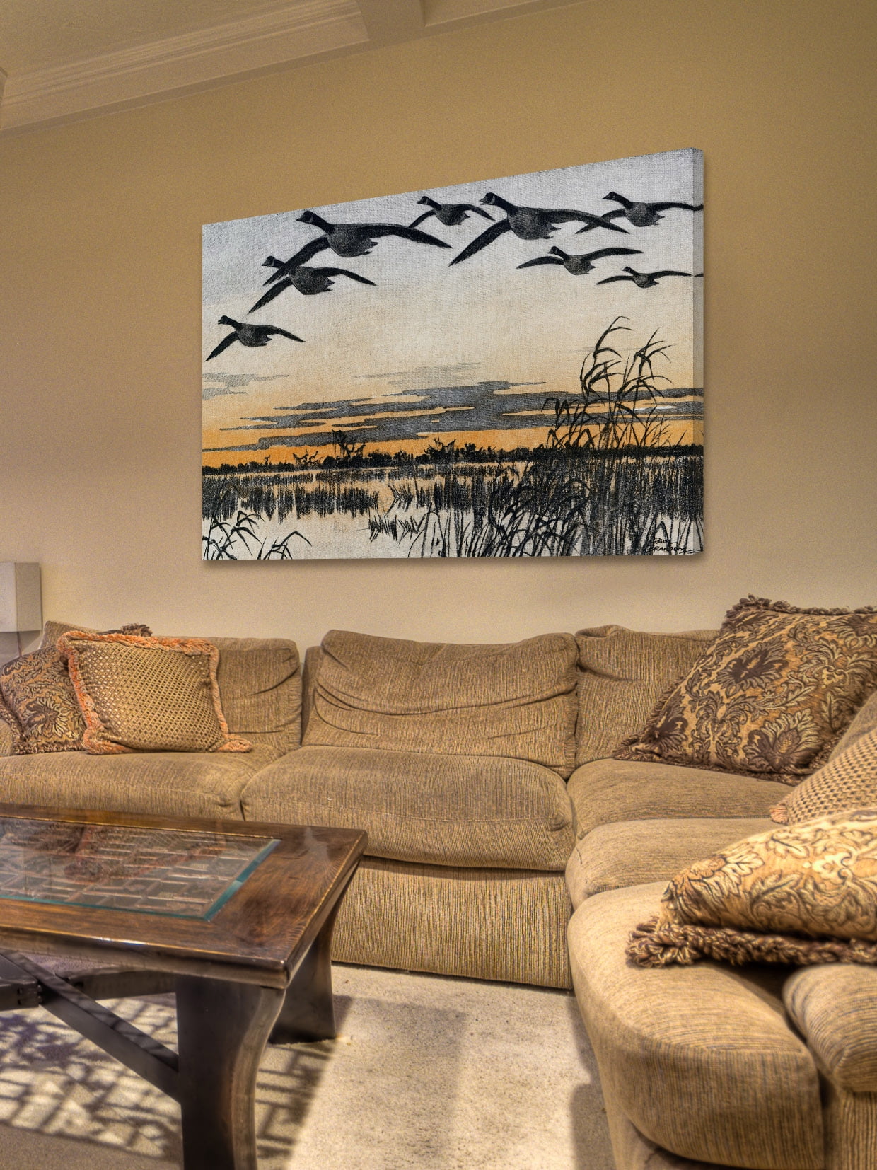 "Geese in Flight" Painting Print on Wrapped Canvas