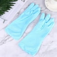 thumbnail image 5 of Monyance Waterproof Gloves 3 Pairs Thin Style Rubber Household Dishwashing Gloves Anti-slip Kitchen Cleaning Gloves Waterproof Gloves for Home Use Size L (Random color)(12.2X5.51X0.39Inches), 5 of 10