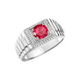 thumbnail image 5 of RYLOS Men's Ring 14K White Gold Ring, 7MM Round Shape Gemstone Designer Style Ring Fun & Fabulous Ruby July Birthstone Rings Gold Size 12, 5 of 8