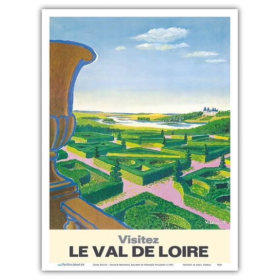 Visit the Loire Valley (Visitez Le Val De Loire) - French National Railway - Vintage Railroad Travel Poster by Bernard Villemot c.1967 - Master Art Print (Unframed) 9in x 12in