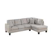 Living Room Mushroom Tweeted Like Velvet Tufted Couch 2pc Sectional Sofa Set RAF Chaise LAF Sofa