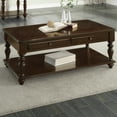 thumbnail image 3 of 2 Drawer Wooden Cocktail Table With Bottom Shelf, Dark Espresso Brown- Saltoro Sherpi, 3 of 5