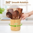 thumbnail image 3 of Tzdxfgl 360° Rotating Bamboo Kitchen Utensil Holder, 6.5'' Large Countertop Silverware Organizer, Natural, 3 of 12