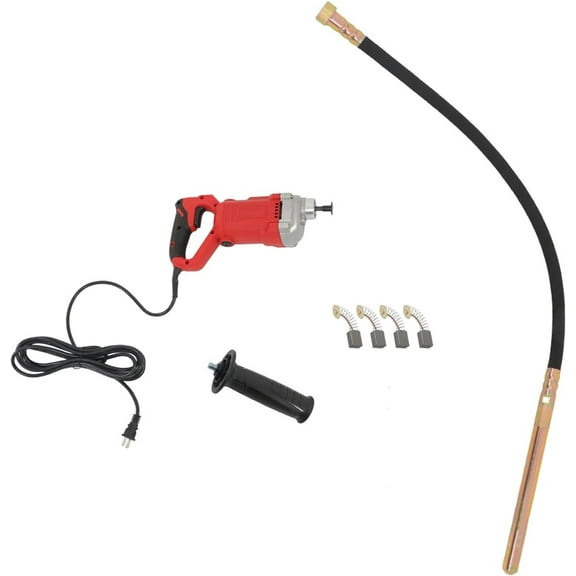 1500W Concrete Vibrator 4.9 Feet Long Shaft Red Concrete Vibrator Hand Held Concrete Vibrating Tool