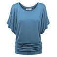 thumbnail image 2 of Made by Johnny Women's Boat Neck Short Sleeve Dolman Drape Top XXXL DENIM, 2 of 6