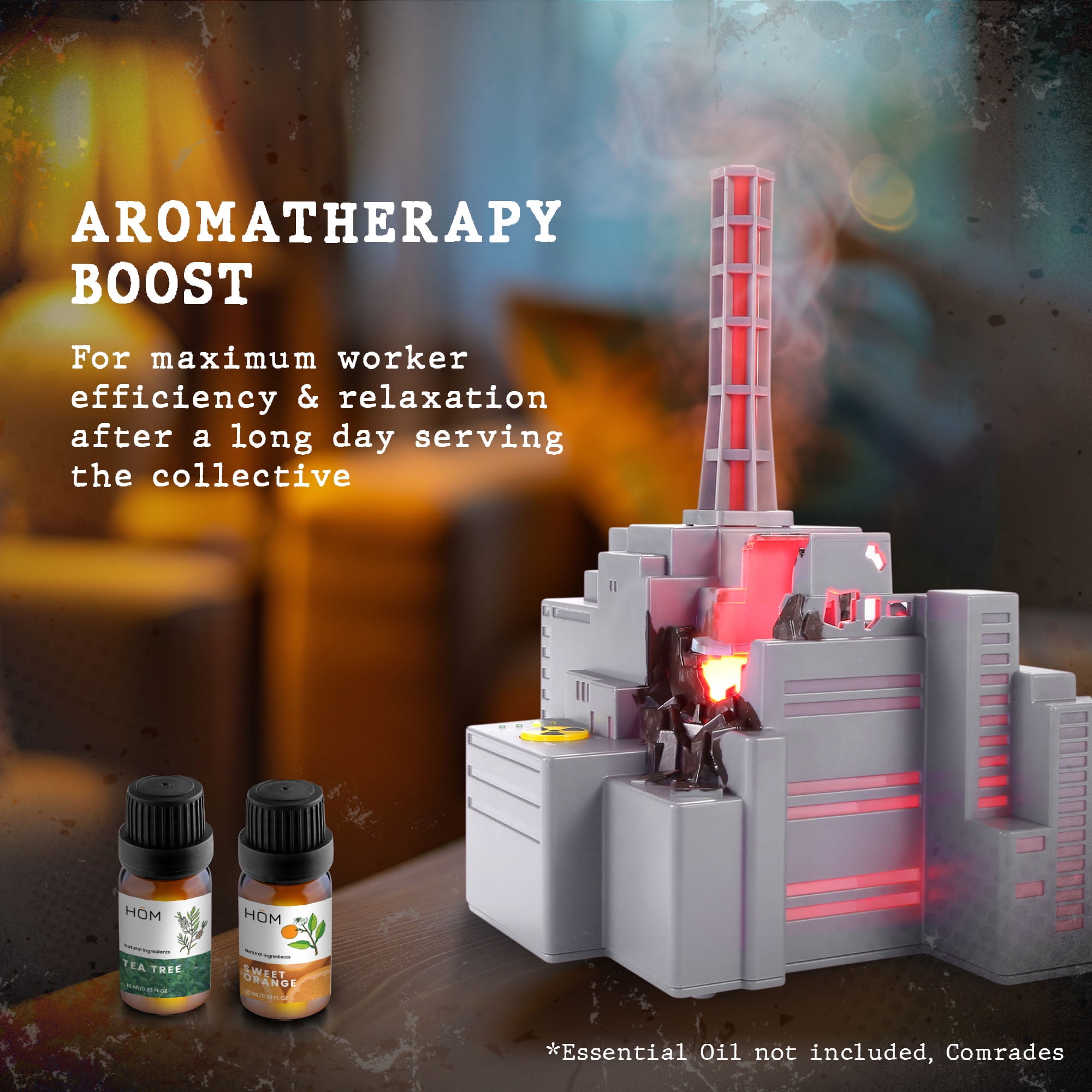 HOM Chernobyl Smart Humidifier & Diffuser – Ultrasonic Mist Machine with Aromatherapy, App Control, LED & Auto Shut-Off