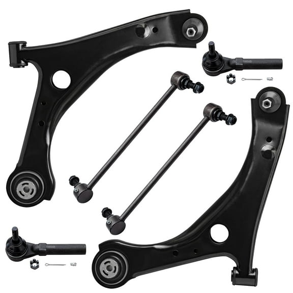 Detroit Axle - Front 6pc Suspension Kit for Dodge Grand Caravan Chrysler Town & Country Ram C/V Volkswagen Routan, 2 Lower Control Arms 2 Sway Bars 2 Outer Tie Rod End Links Replacement