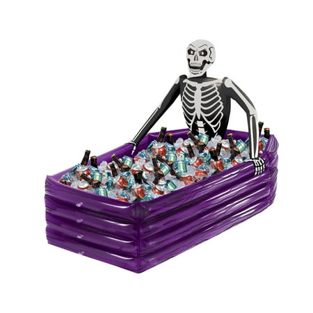 

Partygee Halloween Skull Skeleton Inflatable Serving Buffet Bar Beverage Ice Bucket Salad Floating Tray Beer Drinking Cooler Container Pool Party Decoration Supplies