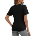 thumbnail image 3 of FOLUNSI Women's Plus size Top V Neck Slim Fitted T-Shirt Front Surplice Wrap Short Sleeve Blouses M-4X, 3 of 5