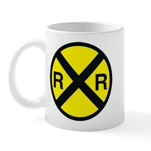 CafePress - Railroad Crossing Mug - 11 oz Ceramic Mug - Novelty Coffee Tea Cup