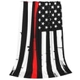 thumbnail image 2 of Pofeuu Firefighters USA Flag Black And White Flag Print Ultra-Soft Micro Fleece Blanket,for Bed Or Sofa,All Season Throw Blankets Flannel Blanket-80"x60", 2 of 7