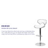 Flash Furniture Devin Contemporary Cozy Mid-Back White Vinyl Adjustable Height Barstool with Chrome Base