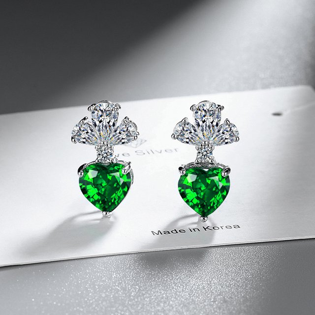 Pendientes de plata de ley 925 con circonita 5A de corazón brillante de alta calidad para mujer, joyería de moda, regalos para fiesta de compromiso y boda
