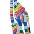 thumbnail image 4 of 9" x 60" Multi Colored Wood Handmade Striped Giraffe Sculpture with Black Pedestal Base, by DecMode, 4 of 8