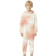 thumbnail image 2 of RTKFRFLM Kids Boys Girls 1-Piece Pajama Jumpsuit Flannel Fleece Tie Dye Zip Front Hooded Romper Sleepwear, 2 of 5