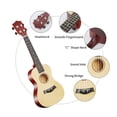 thumbnail image 2 of yeacher 23-Inch Basswood Ukulele Kit with Accessories: Bag, Strings, Strap, Bridge Pins, Capo, Picks, Tuner, Cloth, and Manual (Wood Tone), 2 of 6