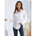 thumbnail image 4 of Satin Blouses for Women Silk Button Down Shirts Long Sleeve Business Casual Tops White L, 4 of 7