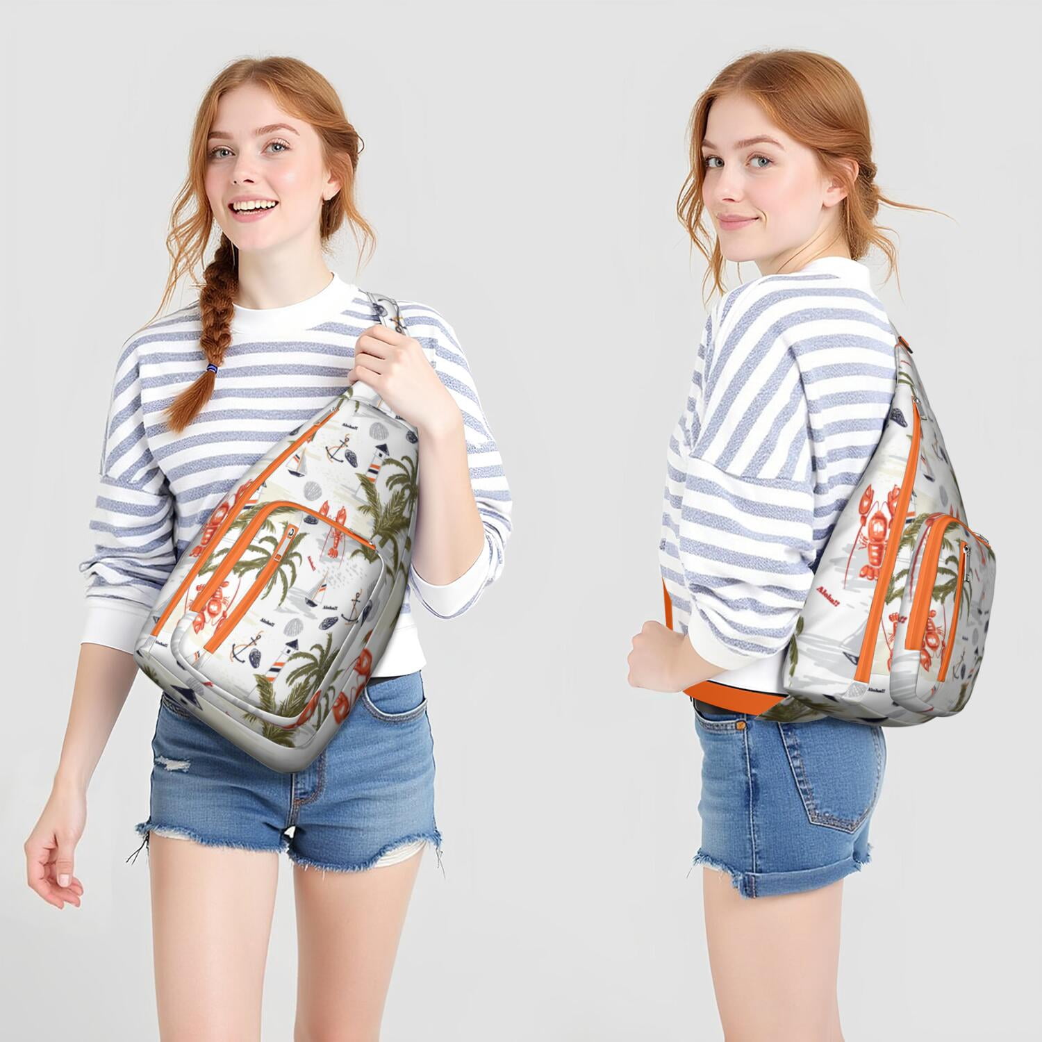 Nautical Aloha Sling Bag, Multi-Pocket Shoulder Bag with Comfortable Strap, Stylish for Beach Vacation