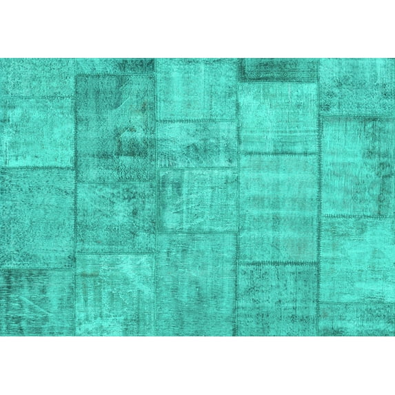 Ahgly Company Indoor Rectangle Patchwork Turquoise Blue Transitional Area Rugs, 8' x 10'