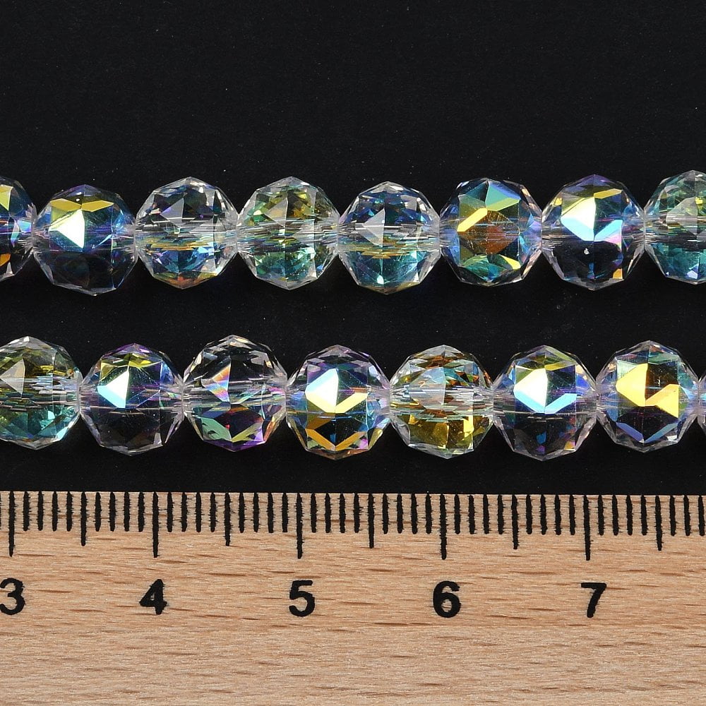 Transparent Electroplate Glass Beads Strands Faceted Round Clear AB 7.5x7mm Hole: 1.2mm about 70pcs/strand 19.17~20.08''(48.7~51cm)