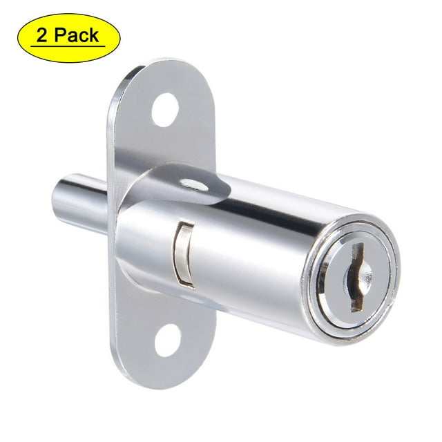 Cerradura de pasador Uxcell 0.75''x 1.57'' Cilindro Diferente con llave Acero inoxidable tono plateado 2Pcs