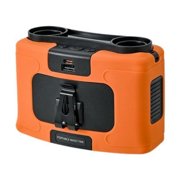 Ventilador de cintura portátil, pequeño ventilador silencioso con doble ventilación, ventilador de refrigeración recargable para mochileros, paseos, s Naranja 10000mAh