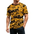 thumbnail image 5 of BRANROY Soft Mens Halloween Crewneck T-Shirt - Lightweight Breathable Short Sleeve, Mens Summer Shirts for Everyday, Shirts for Men Funny Print Party,Yellow,2XL, 5 of 7