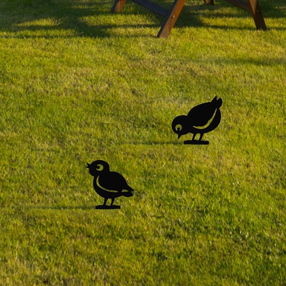 Houderco 2Ud Señal De Jardín Con Gallina De Hierro Negro Para Exterior Y Patio Duradera