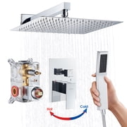 Cobbe Shower Set 12-inch Rainfall Shower Head with Handheld Sprayer Shower system for Bathroom Rough-in Valve Body and Trim Included Chrome