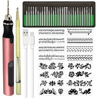 108Pcs Engraving Tool Kit, Multi-Functional Corded Micro Engraver Etching  Pen Mini DIY Rotary Tool for Jewelry Glass Wood Metal Plastic with Scriber,  82 Accessories and 24 Stencils 