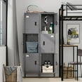 thumbnail image 6 of Aobabo 66.2" H Metal Locker with Hooks and Ventilation Holes,3 Door Metal Storage Locker with Keys and Business Card Slof for Home,Gym,Garage,School,Office,Assembly Required,Dark Gray, 6 of 7