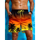 thumbnail image 4 of Pantalones cortos con cordón en la cintura y estampado de palmeras para hombre para vacaciones de verano, bañador de moda, estampado 3D, ropa de calle corta transpirable, 4 of 5