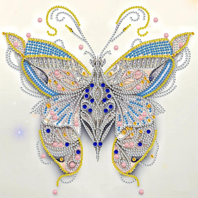Pintura de diamante 5D DIY Kit de decoración de mariposa de taladro en forma especial parcial (K198) FLhrweasw Nuevo