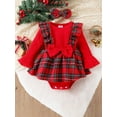 thumbnail image 2 of Bagilaanoe Baby Girl Christmas Plaid Romper Dress Newborn Long Sleeve Bodysuit + Headband 3M 6M 9M 12M Infant Fall Patchwork A-line Dresses, 2 of 9