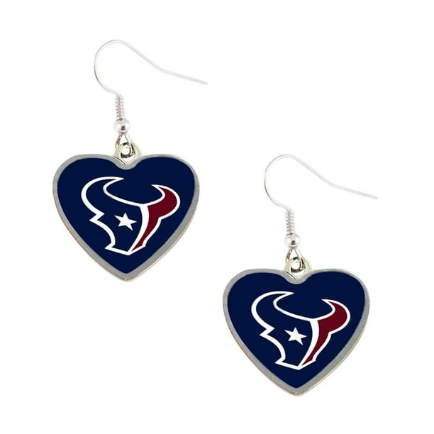 NFL Houston Texans Logo de l'Équipe Sportive Non-Tourbillons Forme de Coeur Dangle Boucle d'Oreille